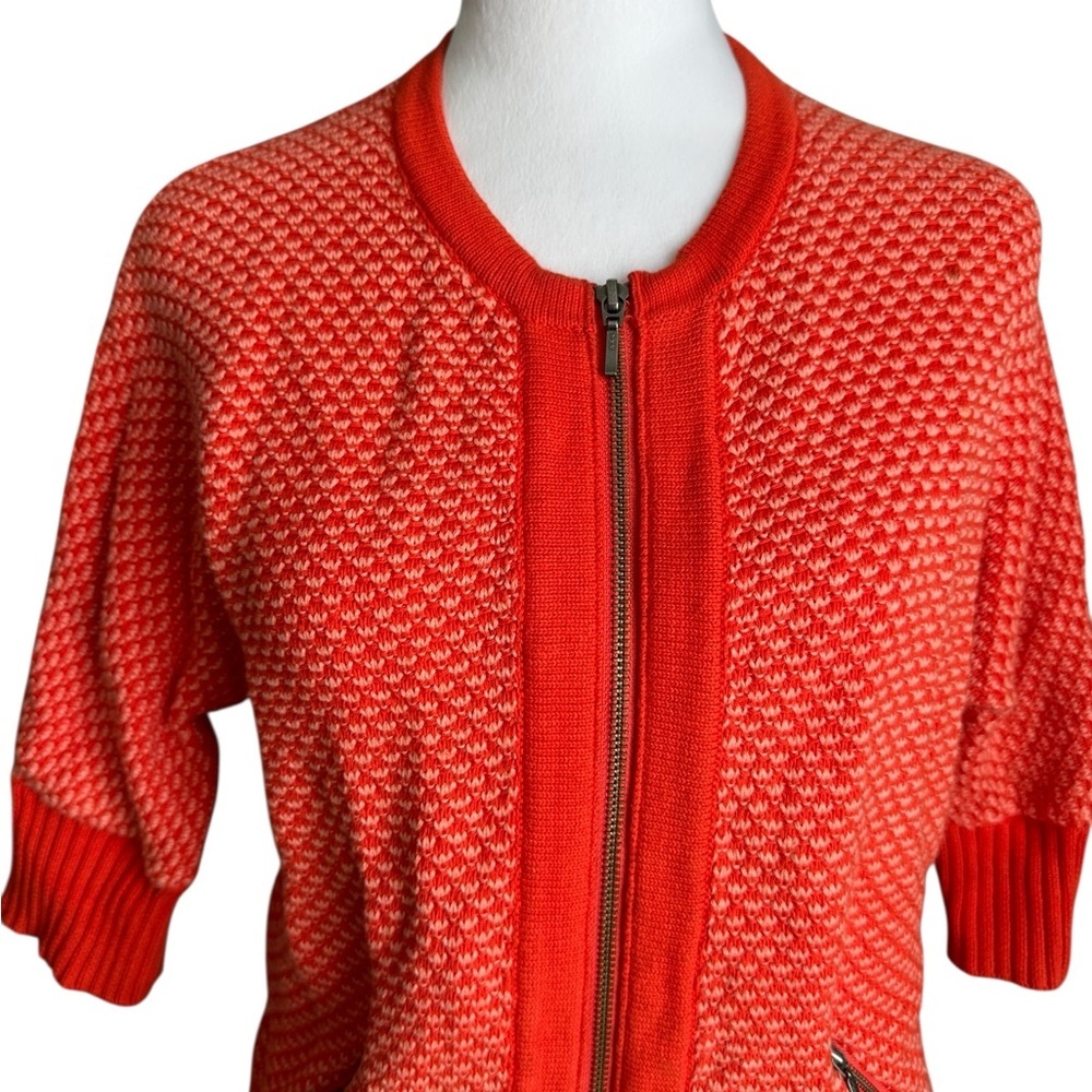 Cabi Grenadine Cocoon Full Zip Cardigan Orange Sweater  3/4 Sleeve size XS - Picture 11 of 17